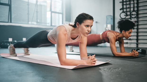 Two women working out
